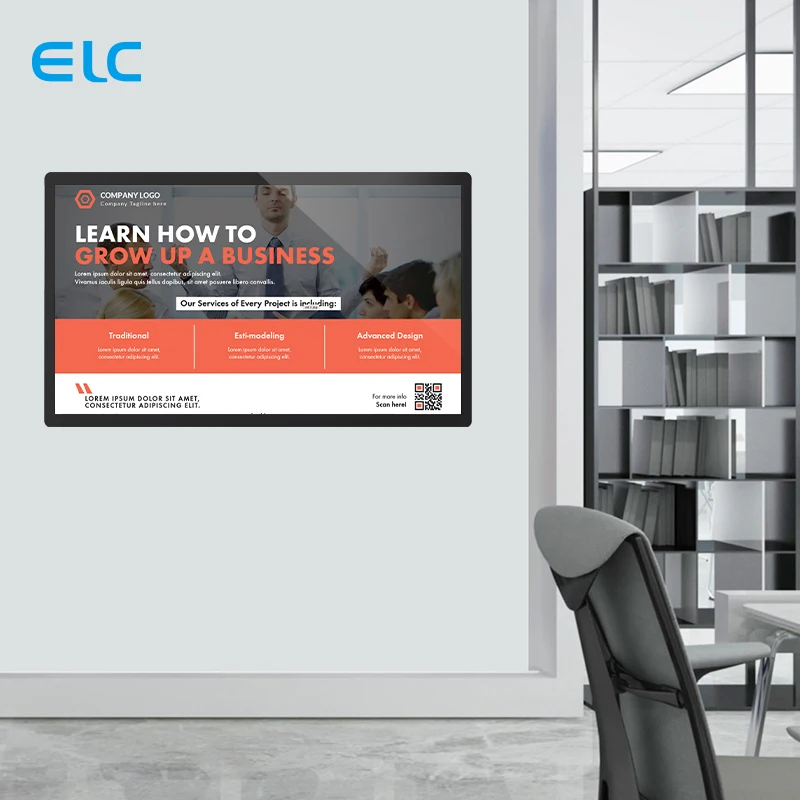 Big screen 21.5 inch wall mounted capacitive touch screen supermarket catering digital signage displays with rj45 usb sd card