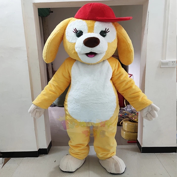 High quality Lingna Belle yellow dog Plush Props Clothes Parent-Child Activities Walking Performance Doll Animal Mascot Costume