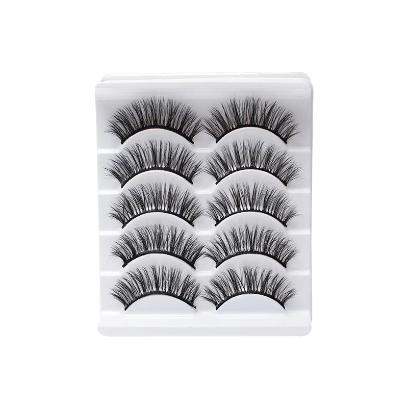 Private Label Fake Eyelashes Manufacturers Eyelashes 5 Pairs  Chemical Fiber Lashes Natural Looking Synthetic Eyelash