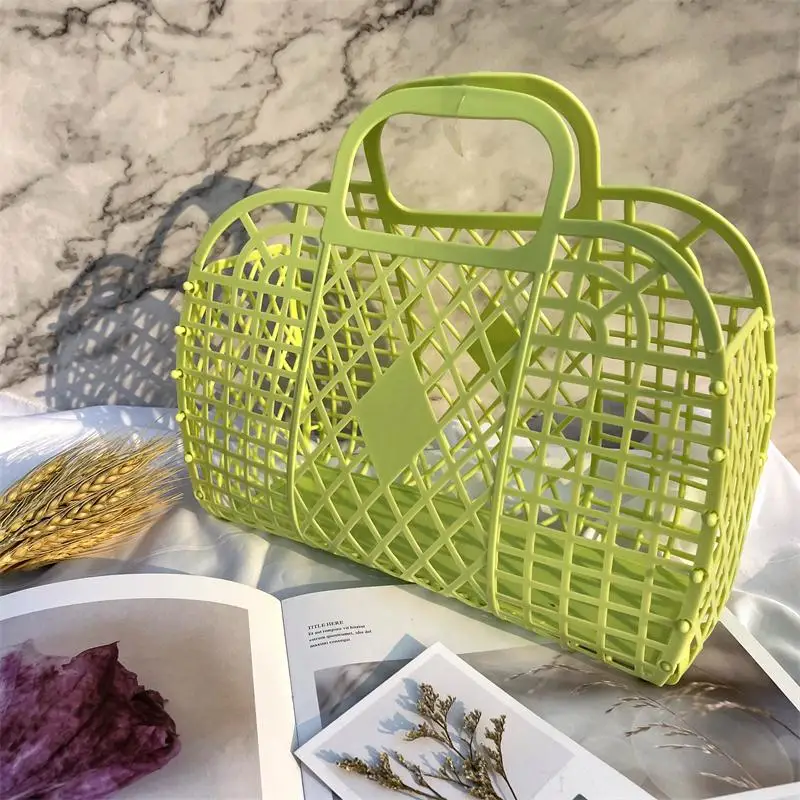 
Retro candy portable fashion handbag vacation openwork basket plastic shopping bag 