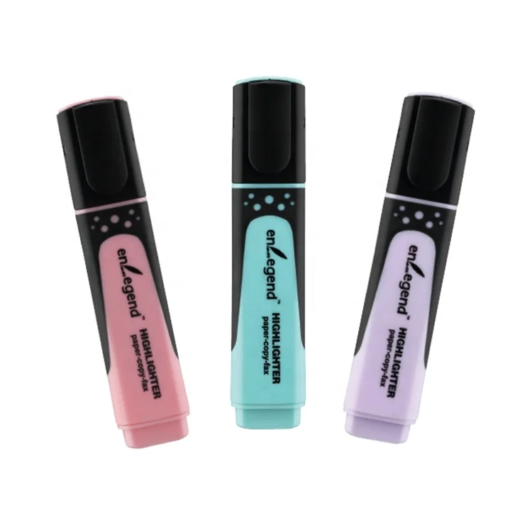 Customizable Pastel Color Square Barrel Highlighters: Aesthetic Pens for School and Office