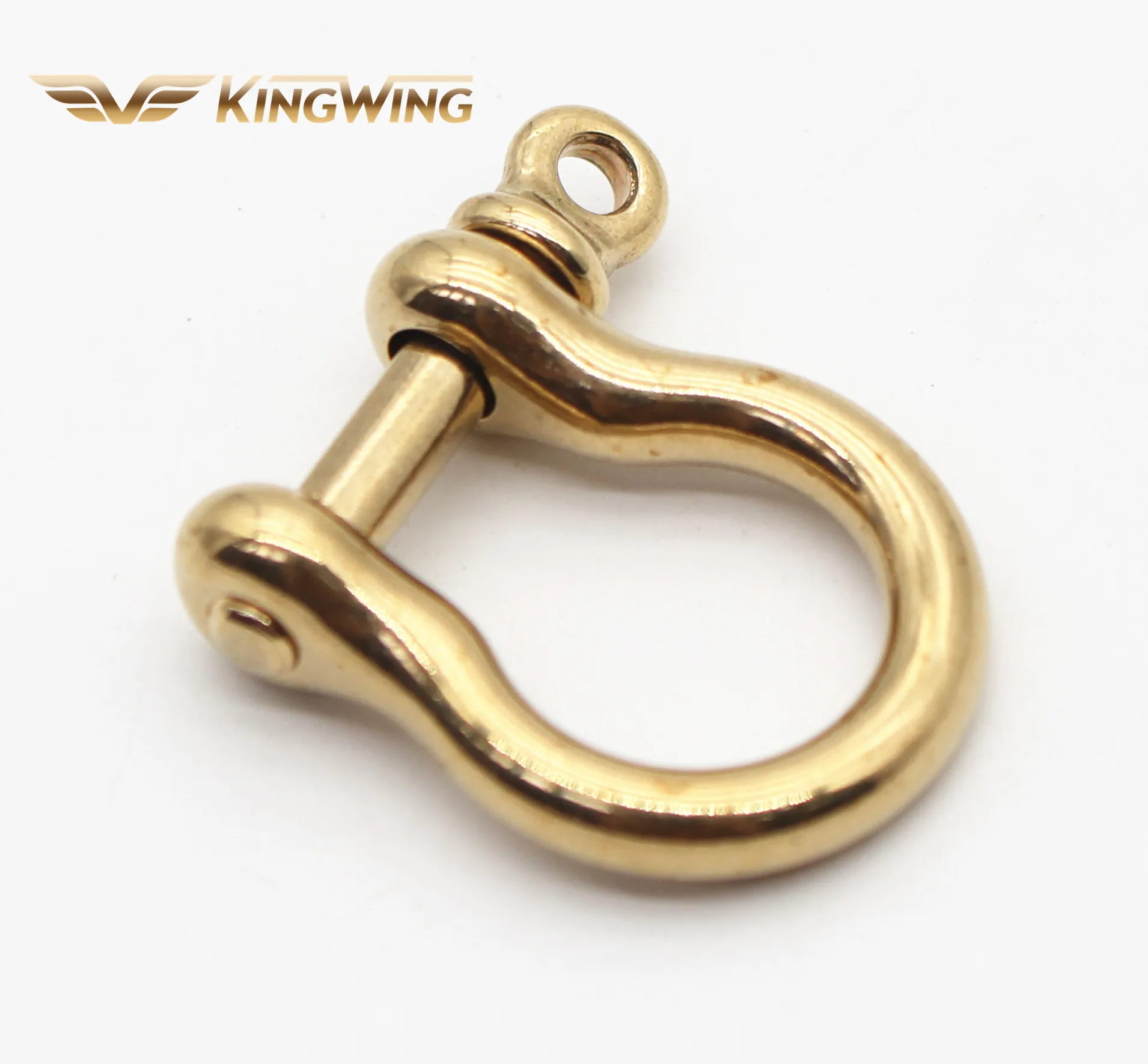 Solid brass metal keychain leather belt shackle d ring with screw Adjustable Bow Shackle