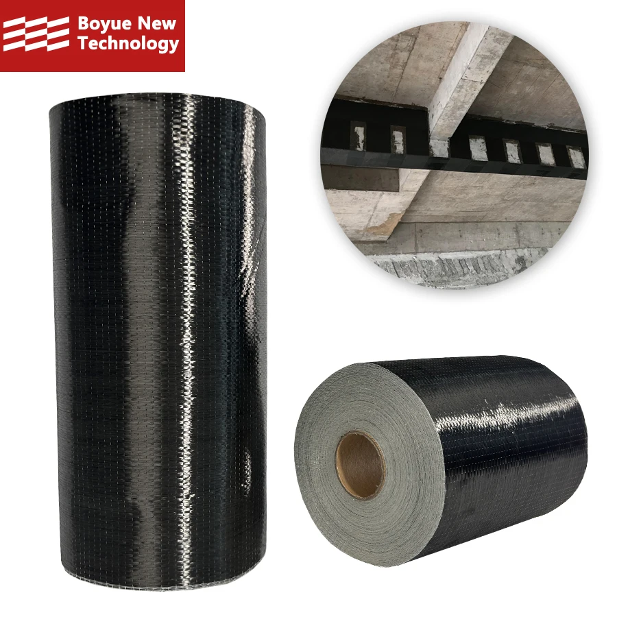 The popular 24k 300gsm 600gsm unidirectional carbon fiber fabric is used for reinforcing pipes in industrial buildings