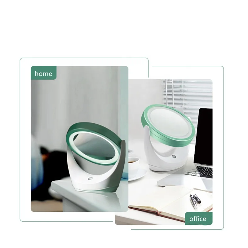 2022 New LED Cosmetic Mirror 360 Degrees Rotating Double Side Makeup Mirror Removable Battery Table Mirror