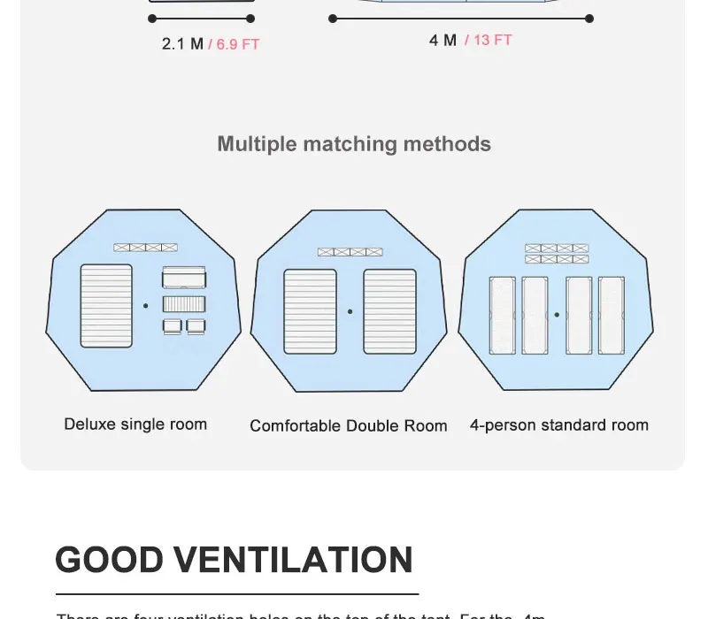 ABRIS Waterproof Cotton Canvas Family Bell Tent for Camping Outdoor Pyramid tent polyester cotton tent