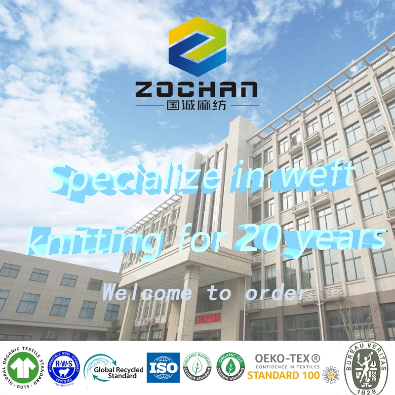 factory 180gsm 55% hemp 45% polyester jersey comfortable soft knitted fabric for man t shirt