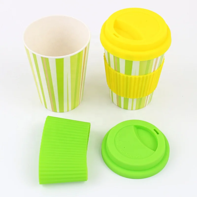 High quality bamboof fiber mugs travel mug sublimation custom tumblers with silicone lid