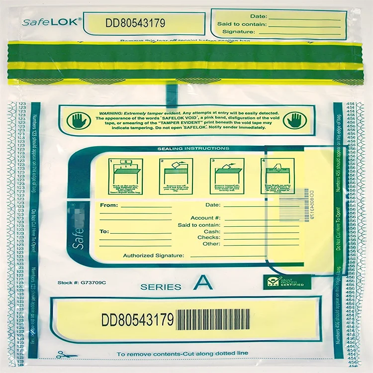 Logo Security Bags Custom Deposit Bags Plastic Bank Deposit Security Sealed Tamper Evident Bags