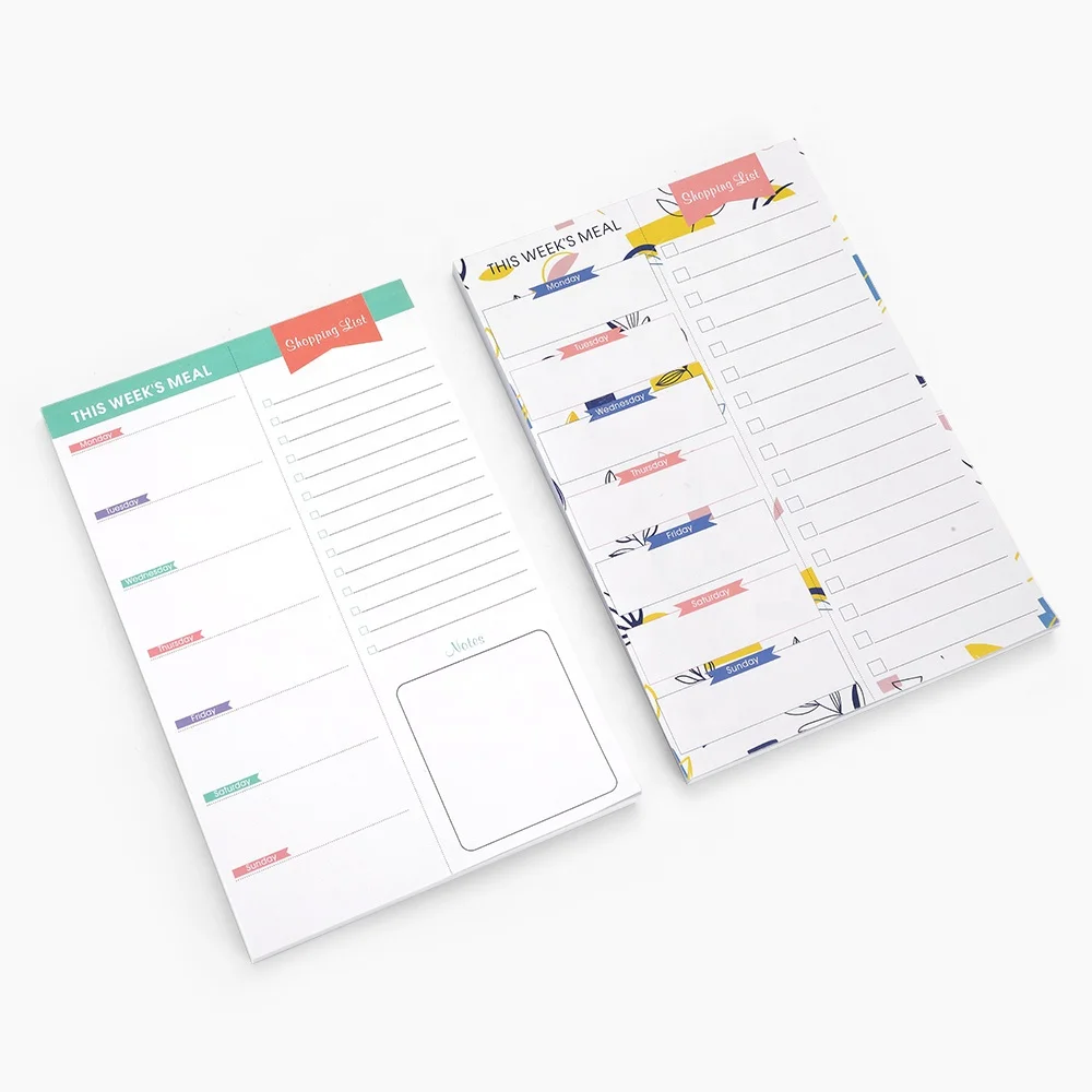 
Custom Can Tear Off Weekly Meal Planner Magnetic Fridge Grocery Shopping List Sticky Notepads with Perforated Paper 