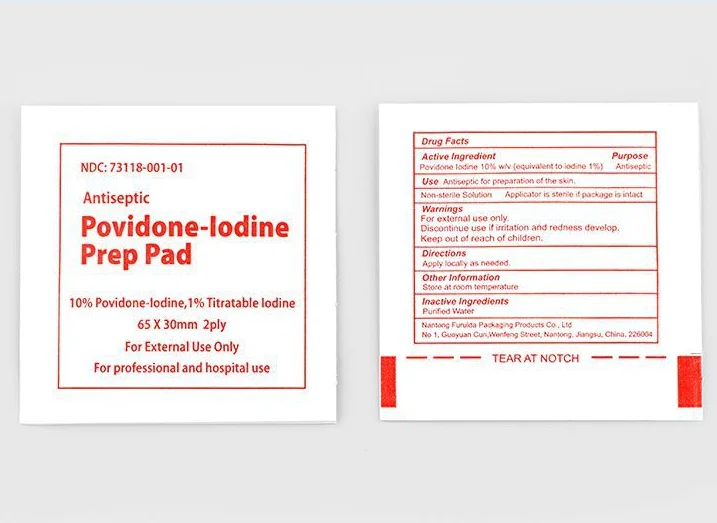 Disposable Soft Non-woven Iodophor Cotton Swab Pad Povidone Iodine Prep Pad Swab Bandage Hospital Medical Surgical Fist Aid Kit