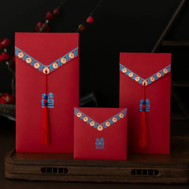 Конверт с красными наличными роскошные конверты индивидуальным принтом упаковочный бумажный конверт для китайского Нового года весны фестиваля лунного
