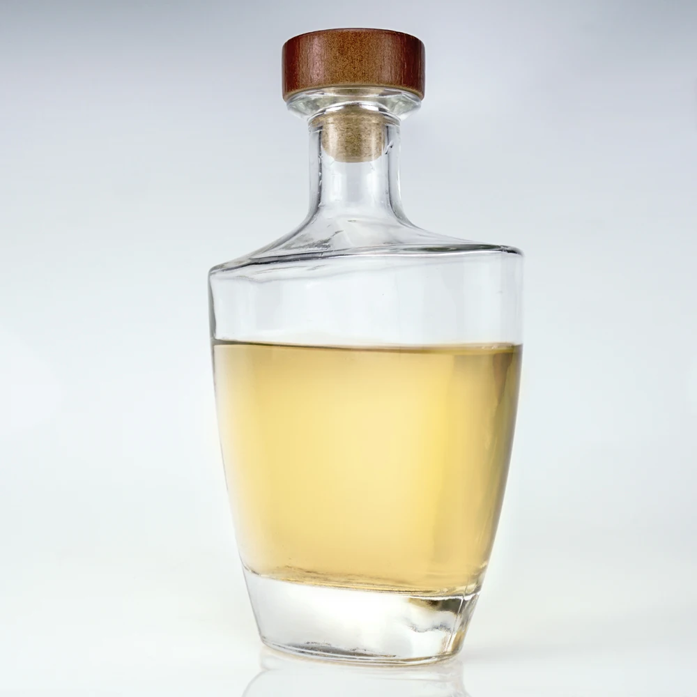 700ml thick bottom flat wide shoulder XO brandy wine glass bottle high clear spirits liquor alcohol bottle for vodka whisky rum