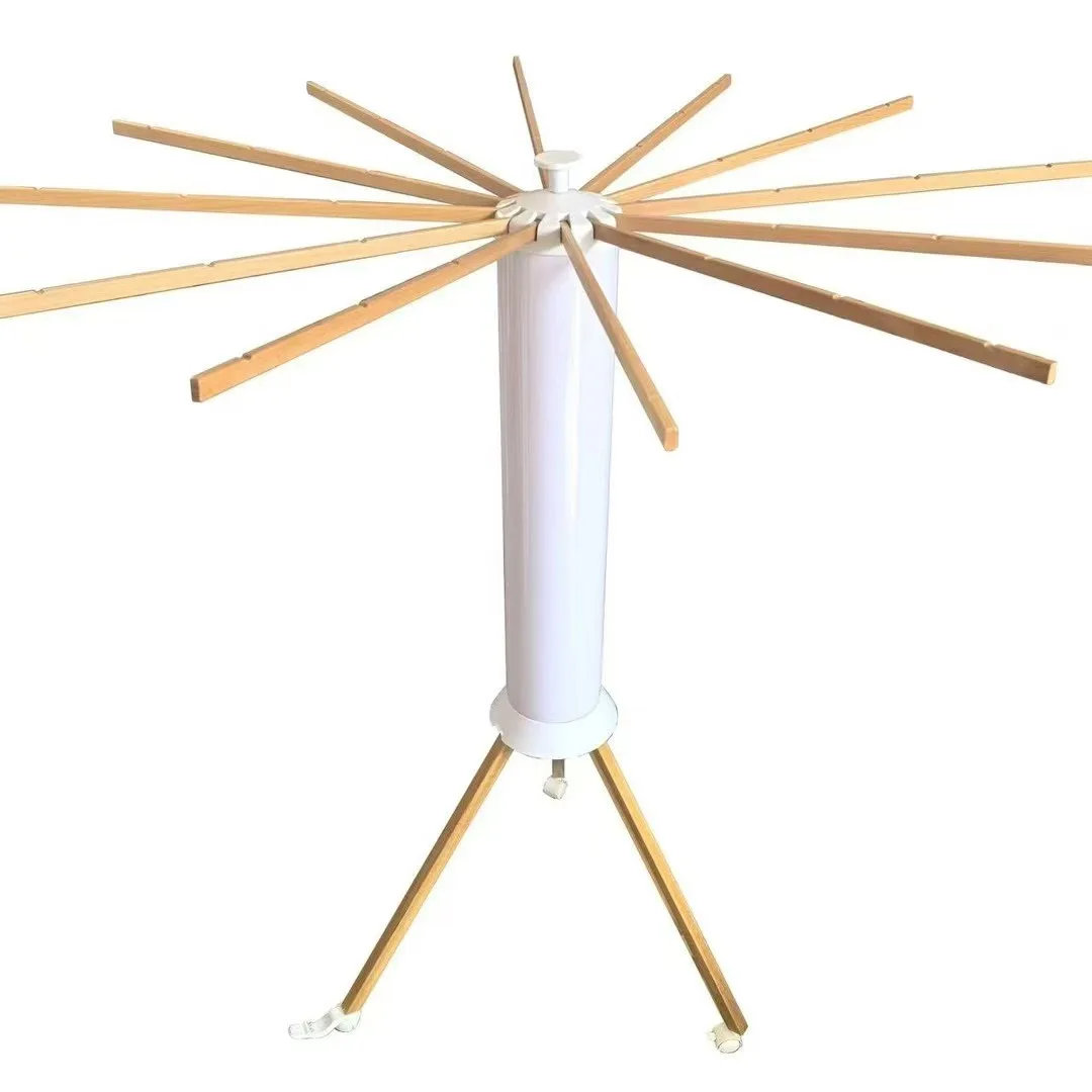 New Upgrade Tripod Drying Rack 12 Beech Wood  Rods with Wheels Indoor Outdoor