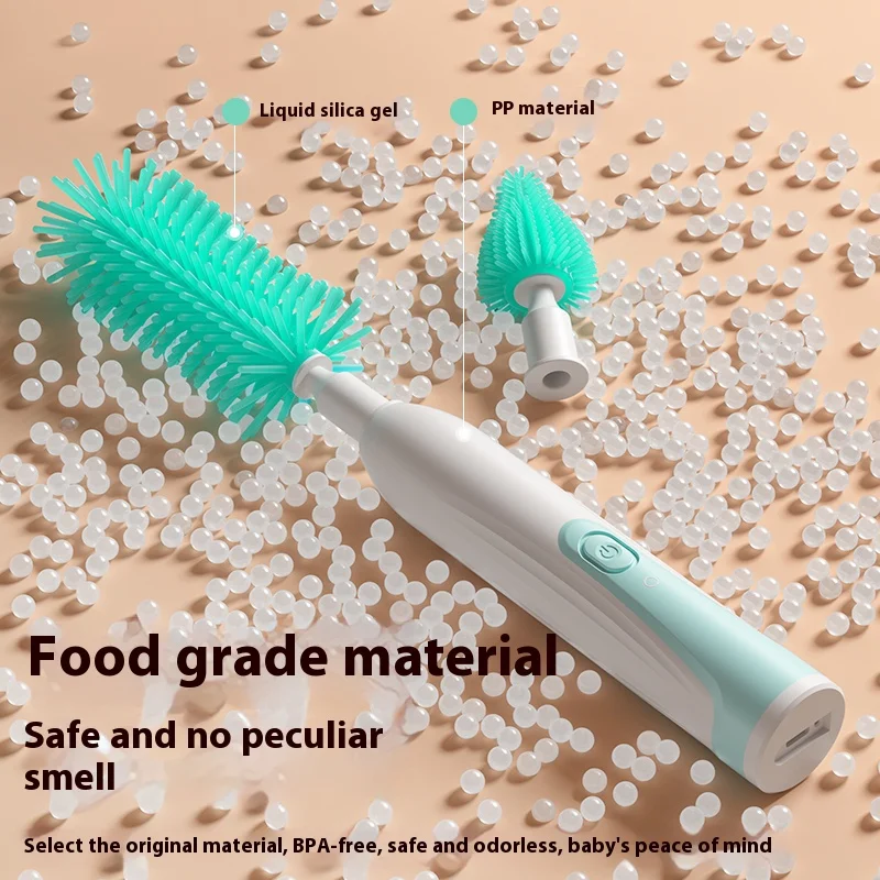 New Arrival Portable Silicone Bottle Cleaner Brush Kit Nipple Straw Cleaning Brush with Drying Rack Silicone Baby Bottle Brush