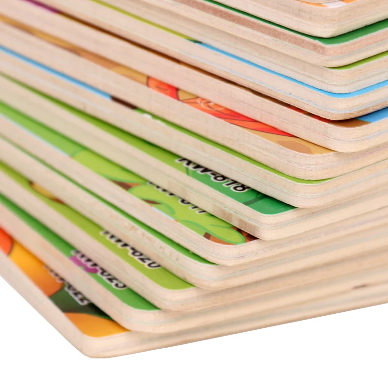 New Gifts special Baby Toddler Intelligence Development 9pcs Animal Wooden Brick Puzzle Toy Classic