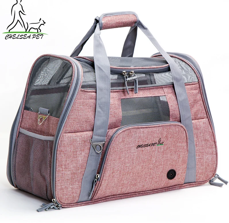 LDLC  trapzoid 900D two tone tan color Soft Sided Large Cat  Dog Comfort  handle  pet tote carrier for travel