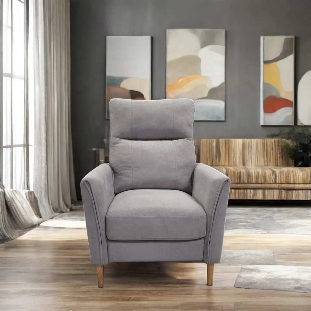 Modern Single Seat Sofa with 180 Degree Reclining 180 Minimalist Style Extendable Design Wood Frame and Fabric Upholstery