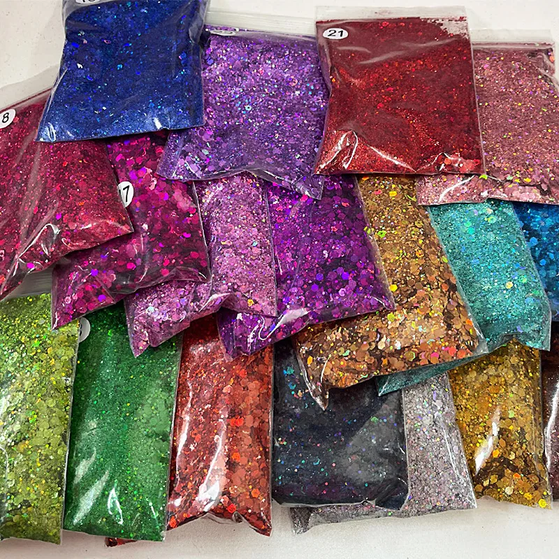 Wholesale 50g Glitter Powder Solvent Resistant Mix Bulk Chunky Glitter for Tumblers Craft Cups Resin