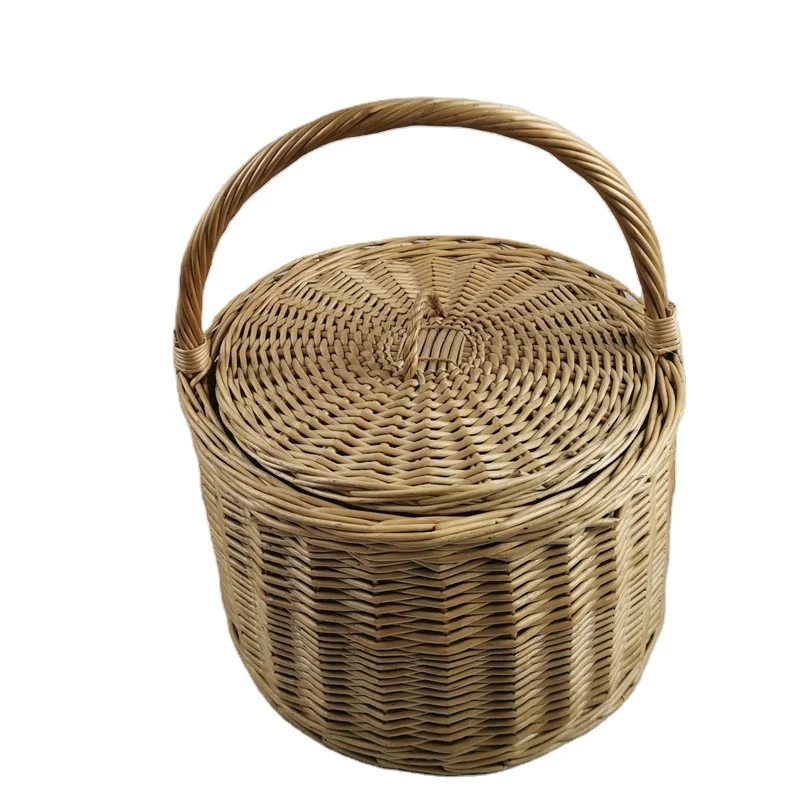 Новый дизайн, портативная корзина для хранения еды на открытом воздухе, для пикника, ивы, плетеная подарочная корзина с ручкой