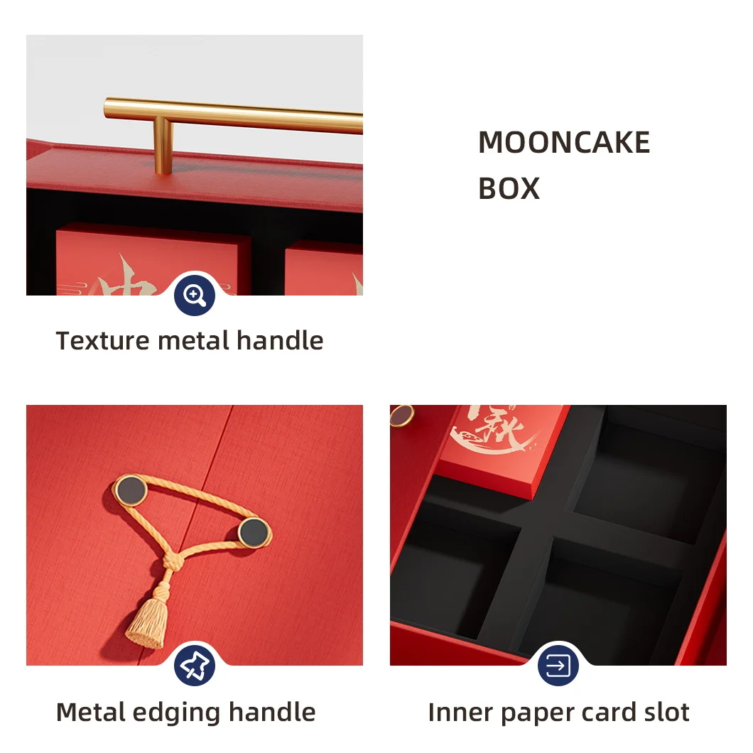 Chinese Mid Autumn Festival red mooncake box luxury moon cake paper box cardboard packaging