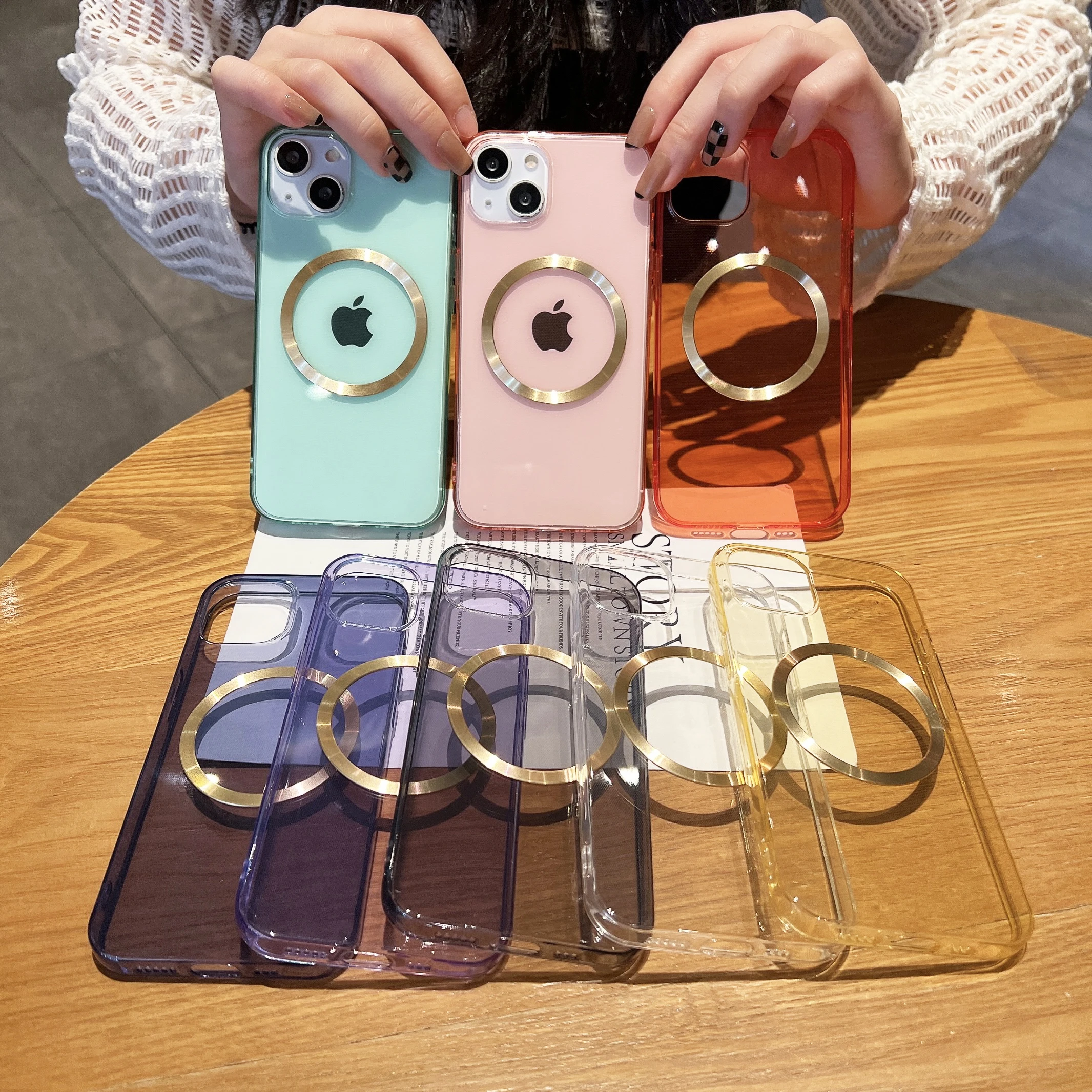 High Clear Ultra Thin Soft TPU Phone Case for iPhone 14 13 12 11 Pro Max Magnetic Wireless Charging Cover Shell