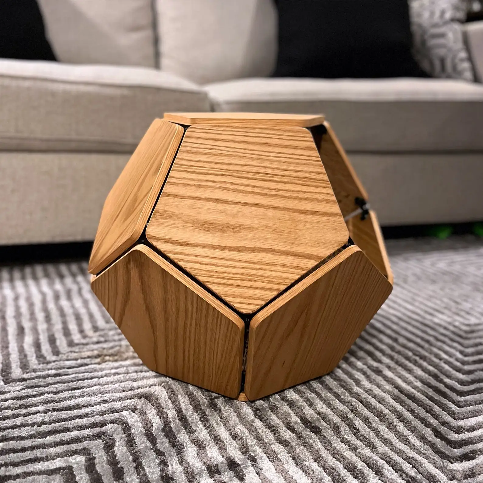 Современный роскошный новый дизайн шпонированная кровать для кошек пещера геометрический боковой стол современная мебель из натурального дерева шестиугольная