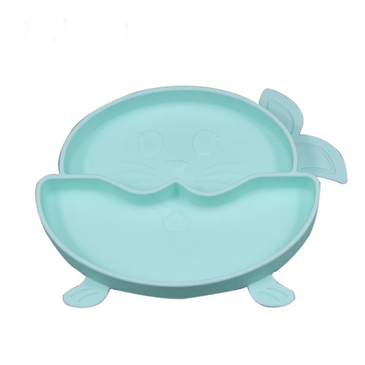 NCYLIFE Novelty Baby Silicone Rubber Plate with Suction Cup Eco Friendly Nonslip