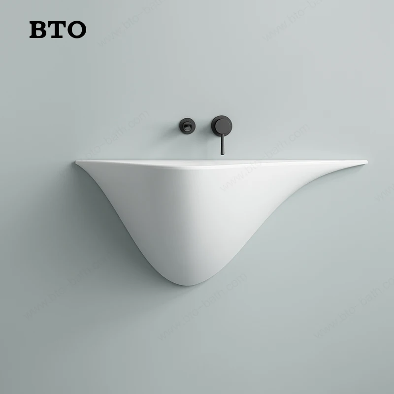 BTO special shape design sanitary ware irregularity small size vessel sink hand wash wall hung ceramic basin