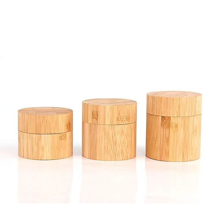 Luxury Natural Bamboo Cosmetic Containers 45g 60g 90g Cosmetic Glass Cream Jar