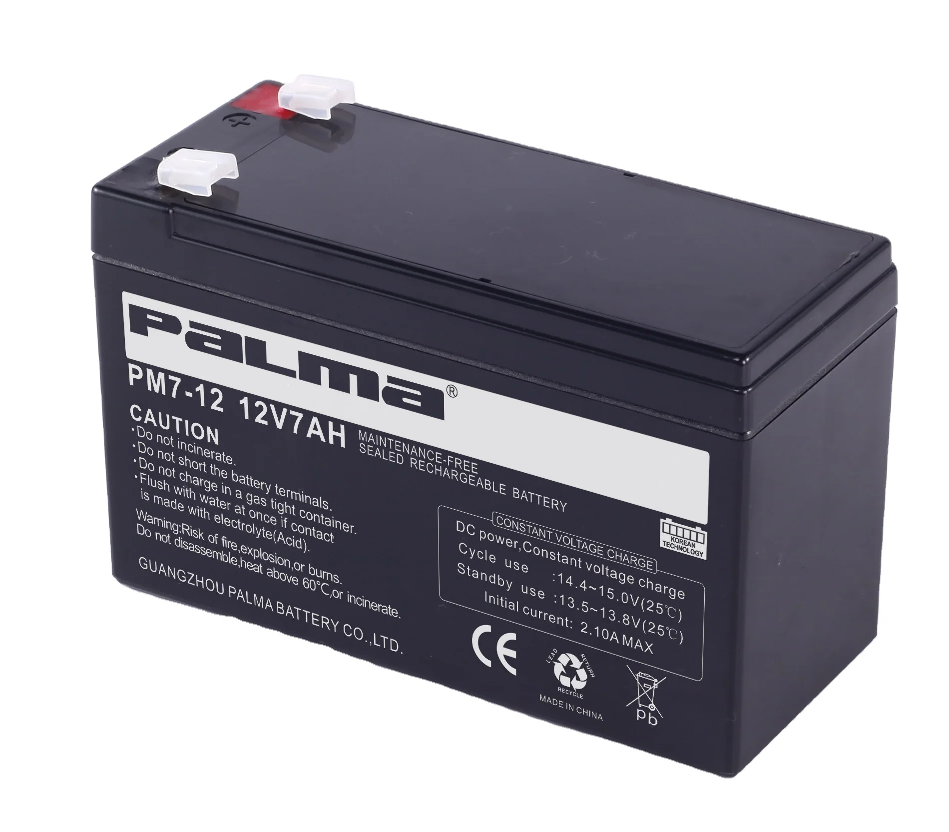 Palma High Capacity Korea Battery Ups Gel Solar 12v 7 12ah 65 100 150 200ah Sealed Lead Acid Battery 12v 7ah