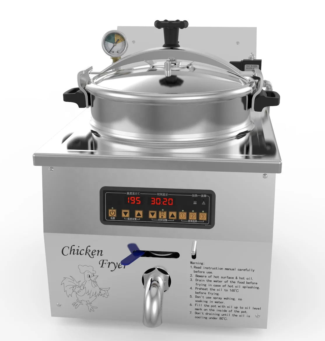 CE High Quality 16L Counter Top Electric Pressure Fryer MDXZ-16B Table Top Chicken Fryer for Home Use Food Shop & Hotels 220V