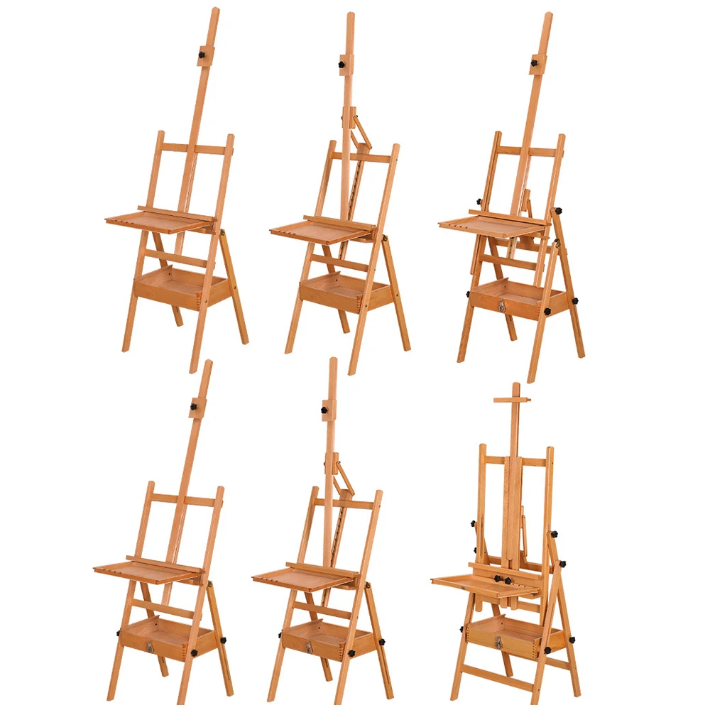 Art Supplies Beechwood Art Easel Stand H-Frame Adjustable Easel Stand With Art Supply Storage Drawer