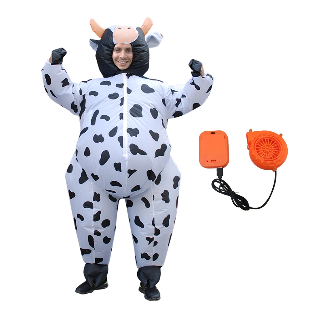 Творения надувной костюм коровы для костюмированной вечеринки воздушный крупного плана Делюкс Хеллоуин костюм талисмана