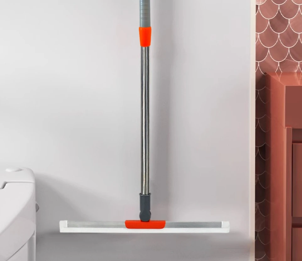 Multifunctional Silicone Broom Stainless Steel Floor Sweeping Tool Rotatable Wiper Scraper Telescopic
