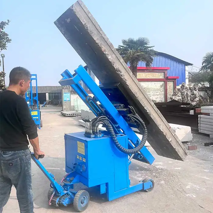Special electric-hydraulic lifting vertical plate machine for ALC partition board in construction site.