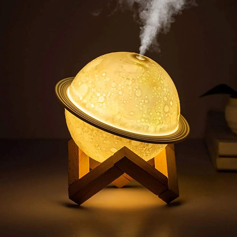 Newest 2 in 1 Aromatherapy Diffuser Moon Night Light USB Recharge LED Mini Smart Ultrasonic 3D Air Moon Lamp Humidifier