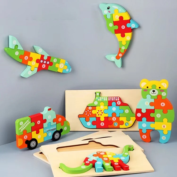 Wooden Puzzle Montessori Game Toys Animal Shape Kid Wood Jigsaw Puzzles Educational Toy for Kids