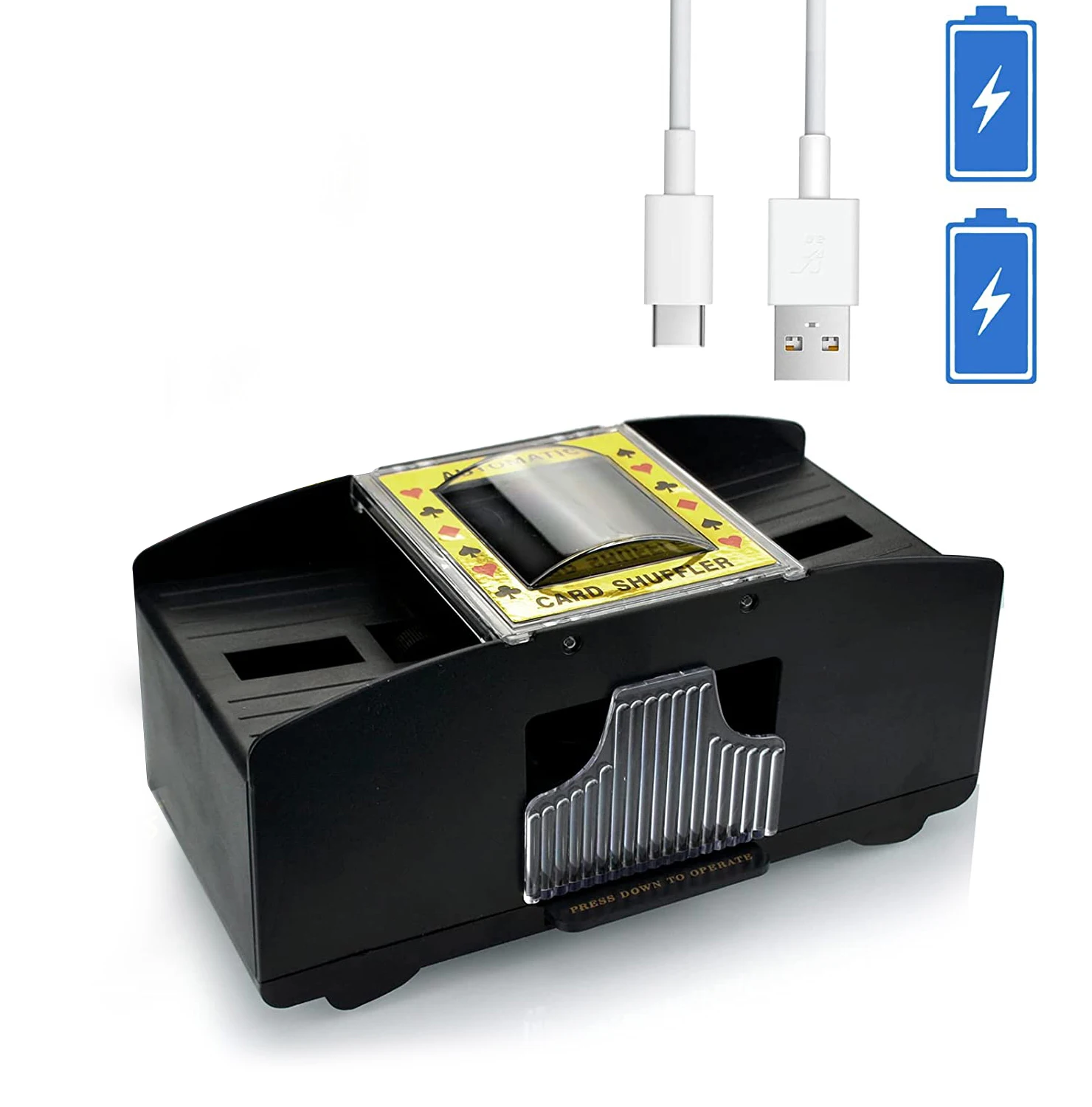 2 Decks Card Shuffler Battery-Operated Electric Shuffler Automatic Card Shuffler (Built-in Rechargeable Battery-Powered)