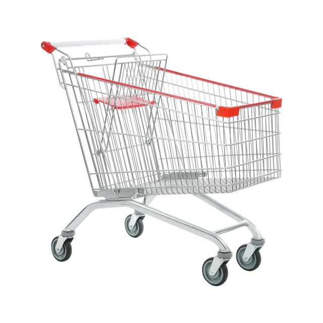 Euro type Supermarket Shopping Hand Push Trolley Metal Supermarket Trolley Cart