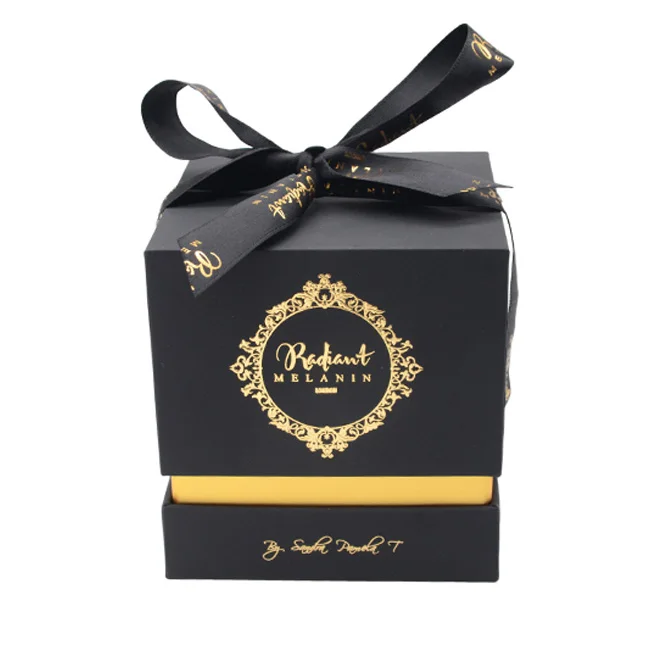 Manufacturer Custom printed luxury candle jars box printing candle packaging boxes black Hard Cardboard Candle Box For Gift