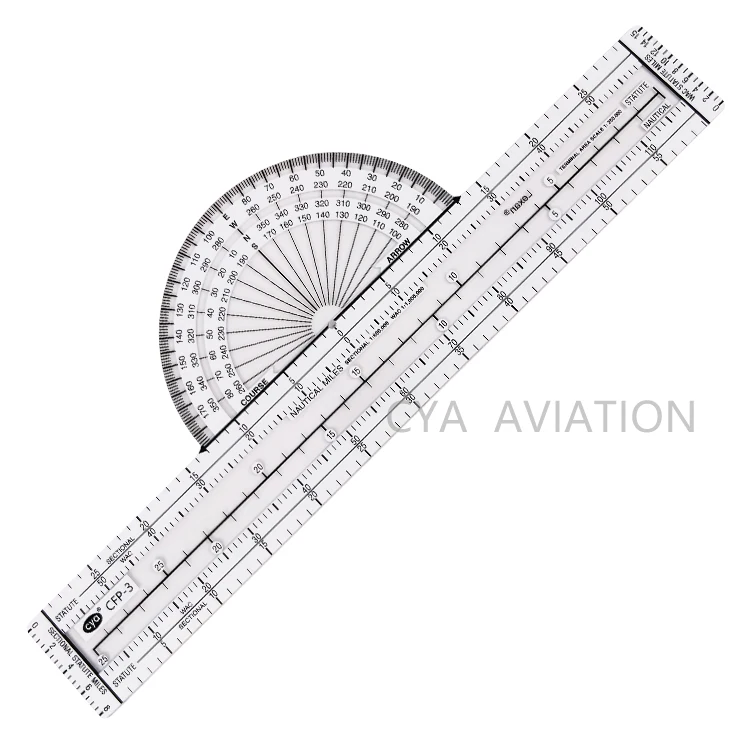 Pocket size navigation plotter with scale and halfmoon protractor design for easy flight planning