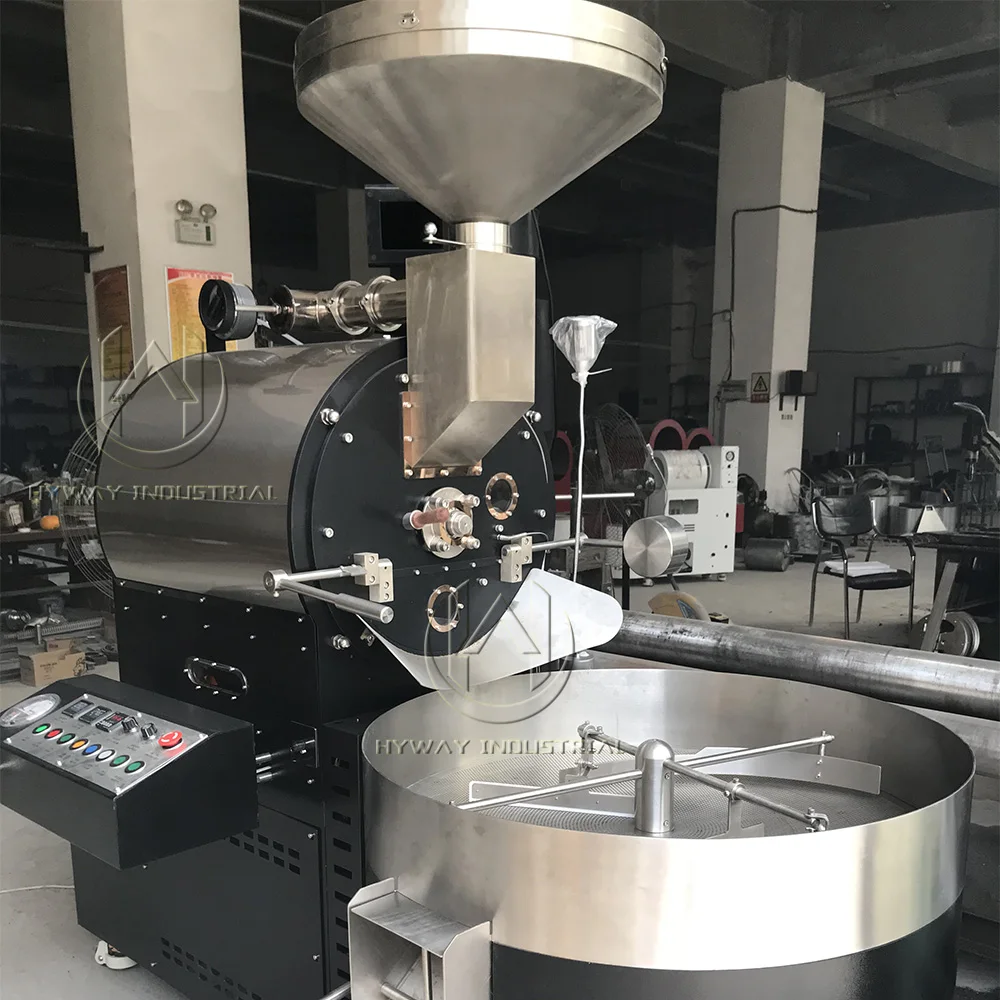 HW-17kg 15kg double drum cast iron stainless steel gas hot air heating coffee roasters coffee bean coffee roaster machine