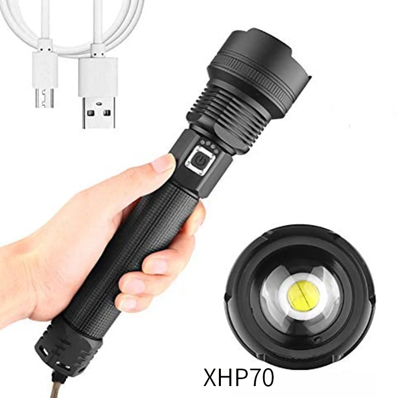 Super Bright Led Hand Light Telescopic Zoom Tactical USB Rechargeable Flashlight