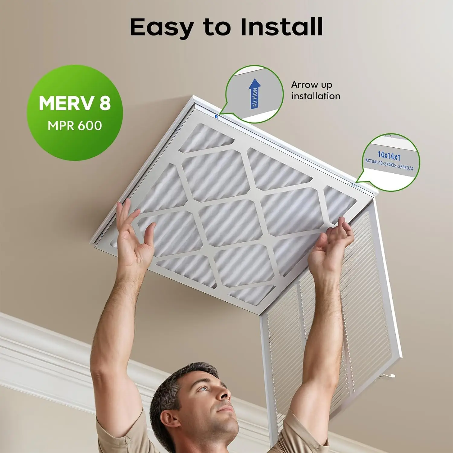 Air Filters MERV 8 Dust Defense MPR 600 Furnace Air Vents Filters For HVAC AC Furnace Air Filter Replacement Set