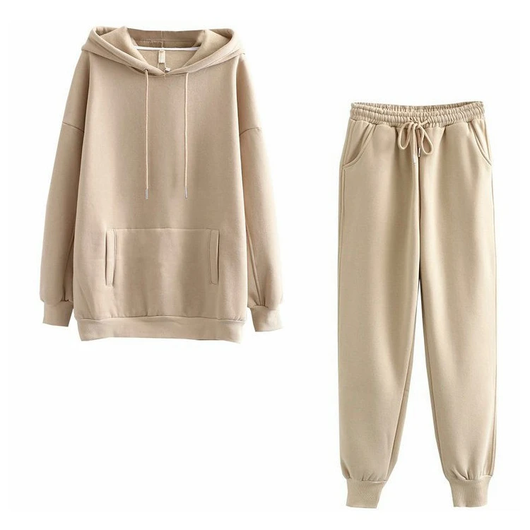
Fashion 2 Piece Comfortable Light Color Athletic Hoodie Pants Sets 