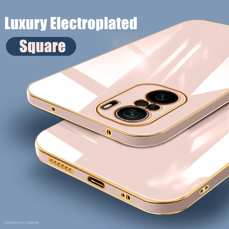 Luxury Plating Soft Silicone Phone Case For Xiaomi 11T 12 Redmi Note 11 10 9 Pro Max 8 9S 9T 9A POCO X3 M3 F3 Square Thin Cover
