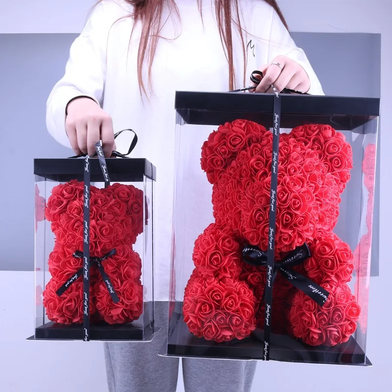 Rose bear 25cm 60cm 40cm 70cm ositos osos de rosas romantic rose PE teddy bear for Valentine gifts