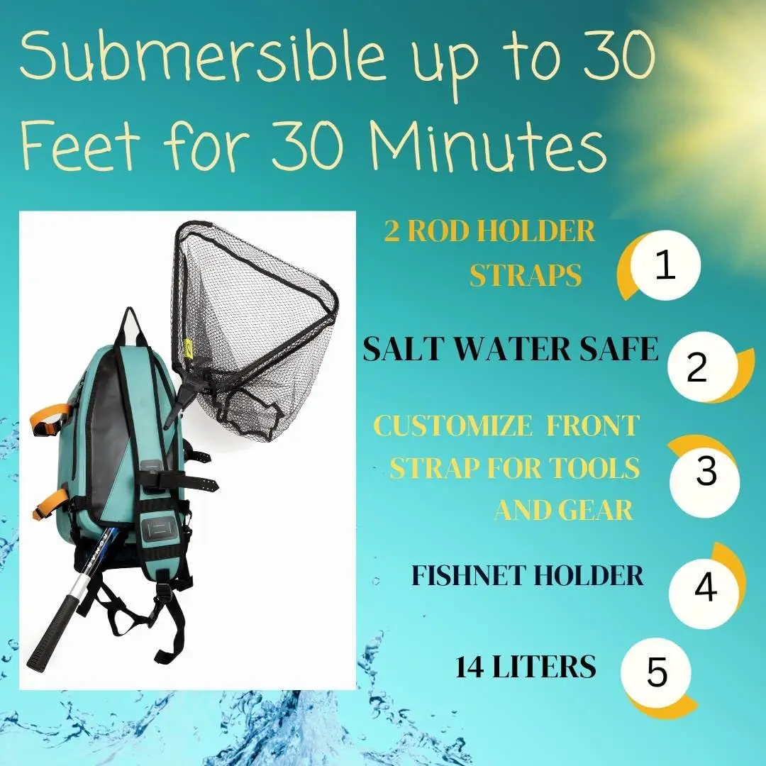 Wholesale Custom Outdoor Lightweight Floating Submersible Dry Backpack Waterproof  Fly Fishing Sling Pack With Rod Holder
