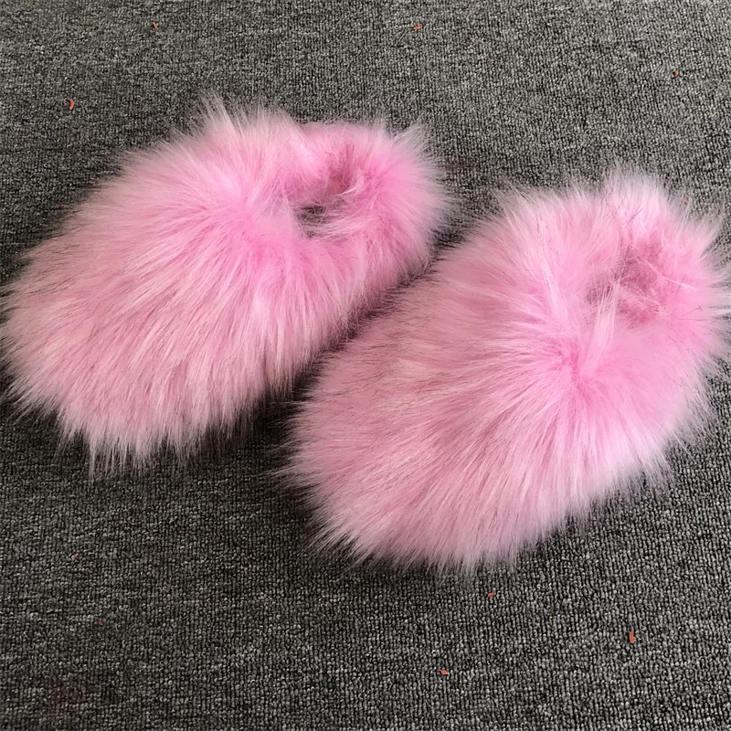 New Fashion Ladies Soft And Comfortable Outdoor Fur Slippers Imitation Fox Fur Slippers