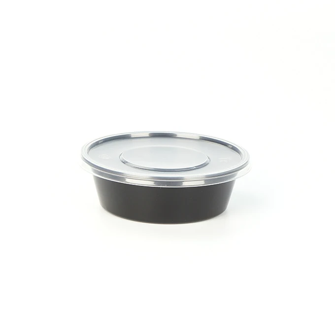 280cc безопасная для микроволновой печи черная одноразовая пластиковая чаша для супа чашка для кейтеринга лотки одноразовый контейнер для соуса с крышкой